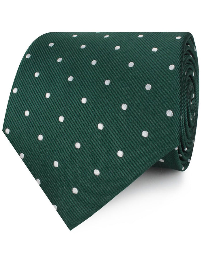 Forest Green Polka Dots Necktie