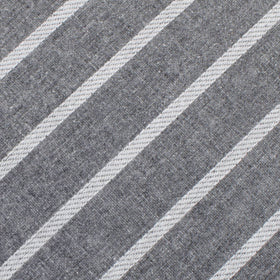 Galileo Pewter Grey Striped Linen Pocket Square