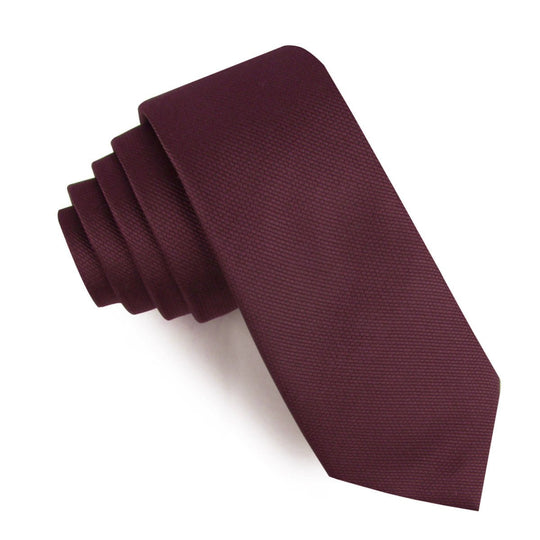 Garnet Wine Burgundy Weave Skinny Tie
