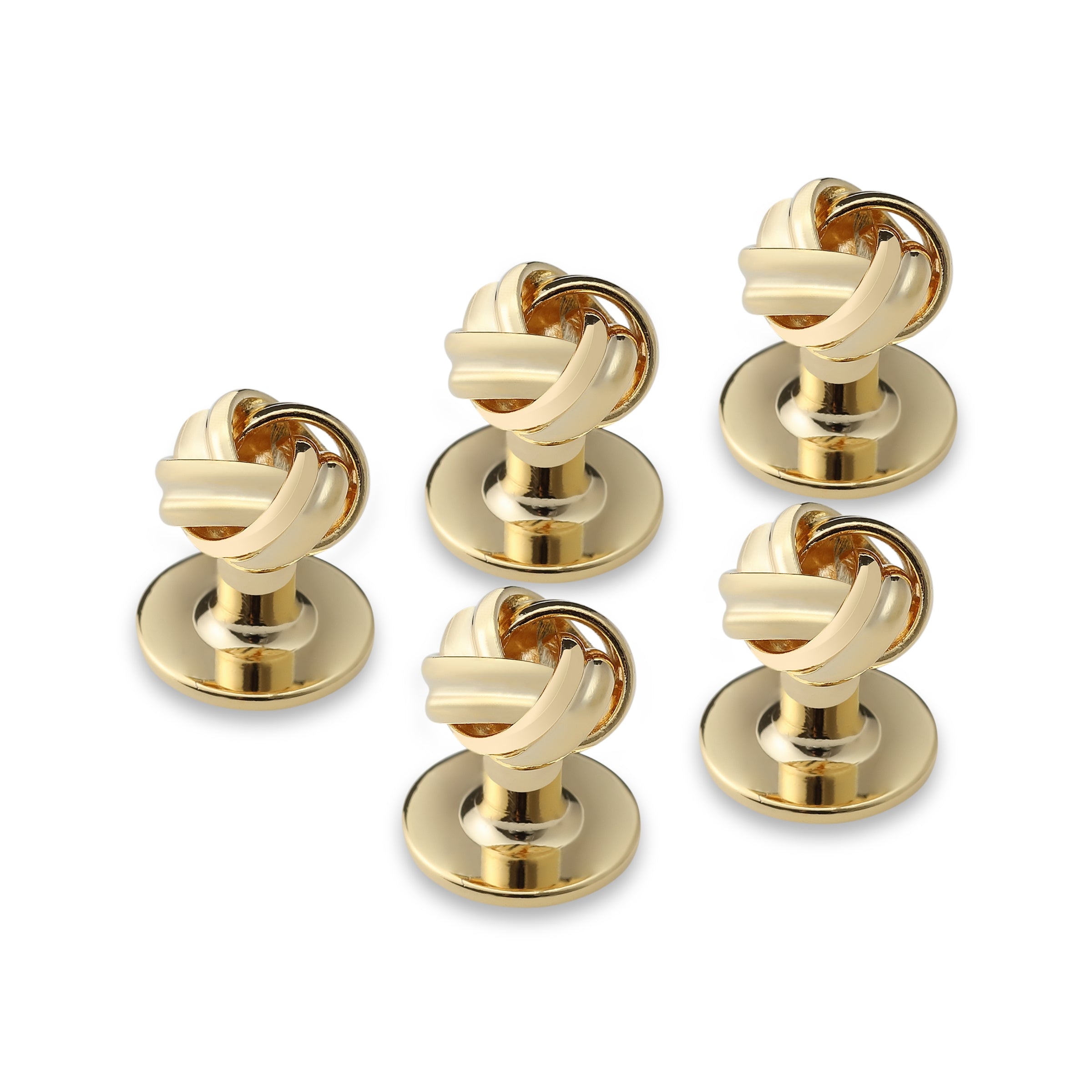 Golden Elegance Knot Tuxedo Shirt Studs OTAA