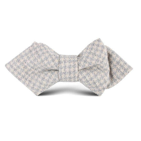 Gray Houndstooth Khaki Linen Kids Diamond Bow Tie