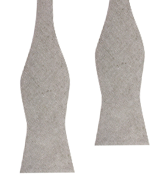 Green & White Twill Stripe Linen Self Tie Bow Tie