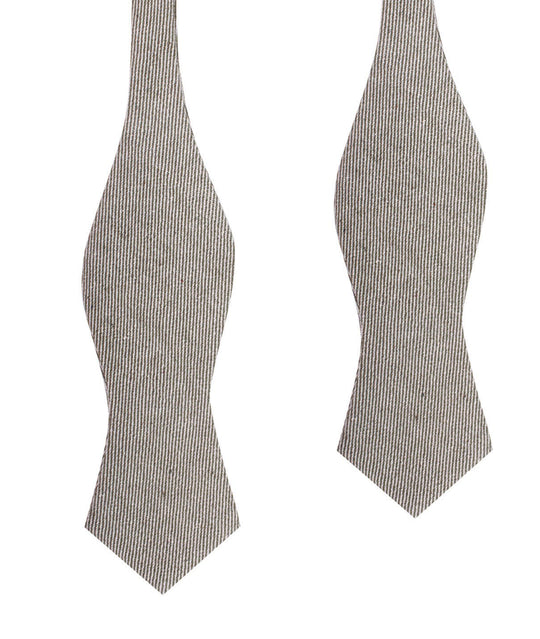 Green & White Twill Stripe Linen Self Tie Diamond Tip Bow Tie