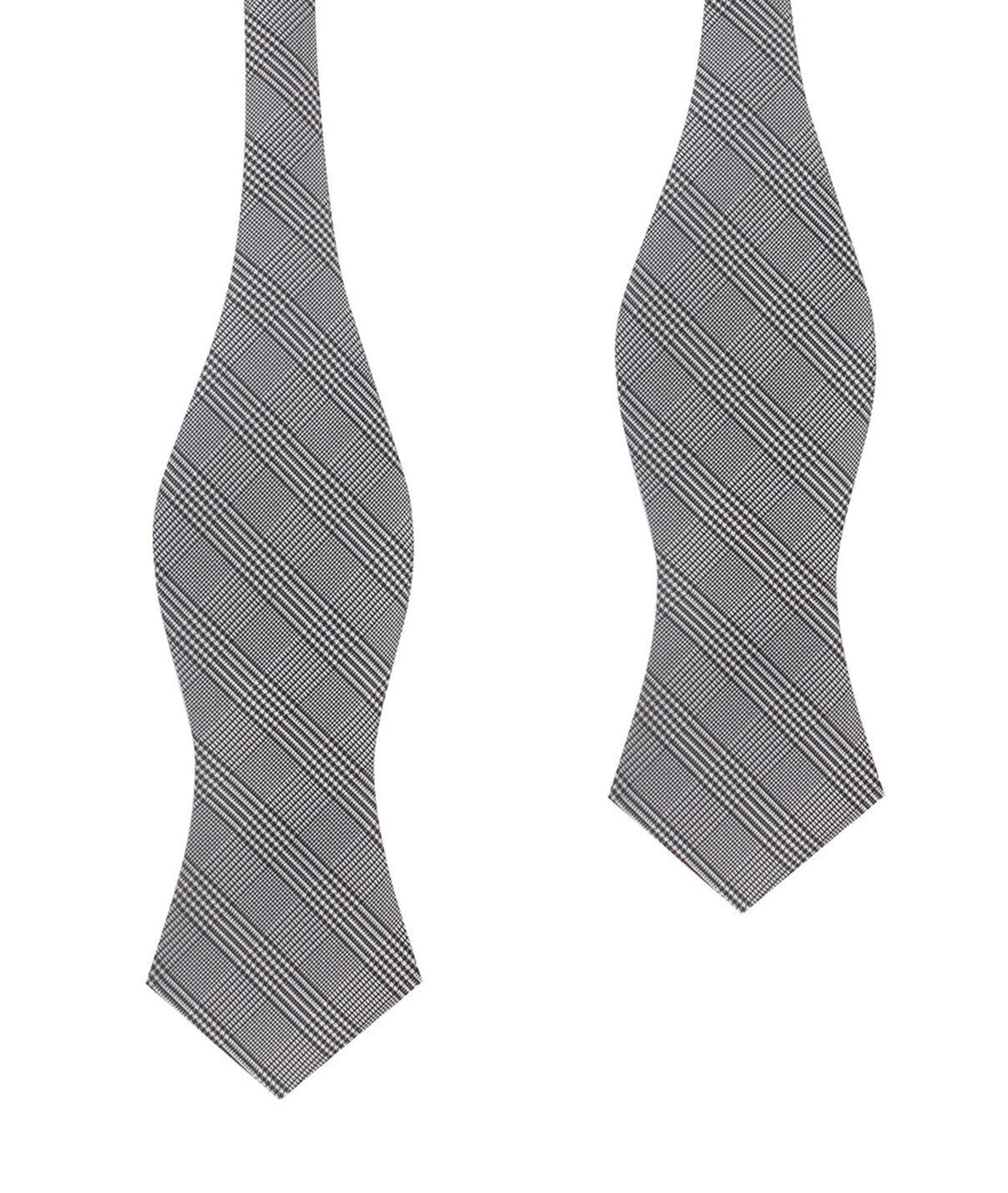 Grey Glen Plaid Self Tie Diamond Tip Bow Tie