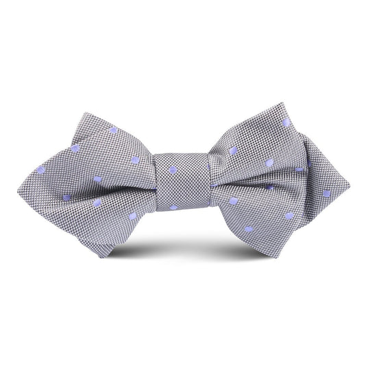 Grey with Lavender Purple Polkadots Kids Diamond Bow Tie