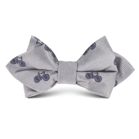 Grey with Navy Blue French Bicycle Kids Diamond Bow Tie