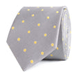 Grey with Yellow Polka Dots Skinny Tie Front Roll