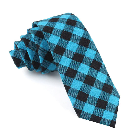 Grim Blue Gingham Skinny Tie