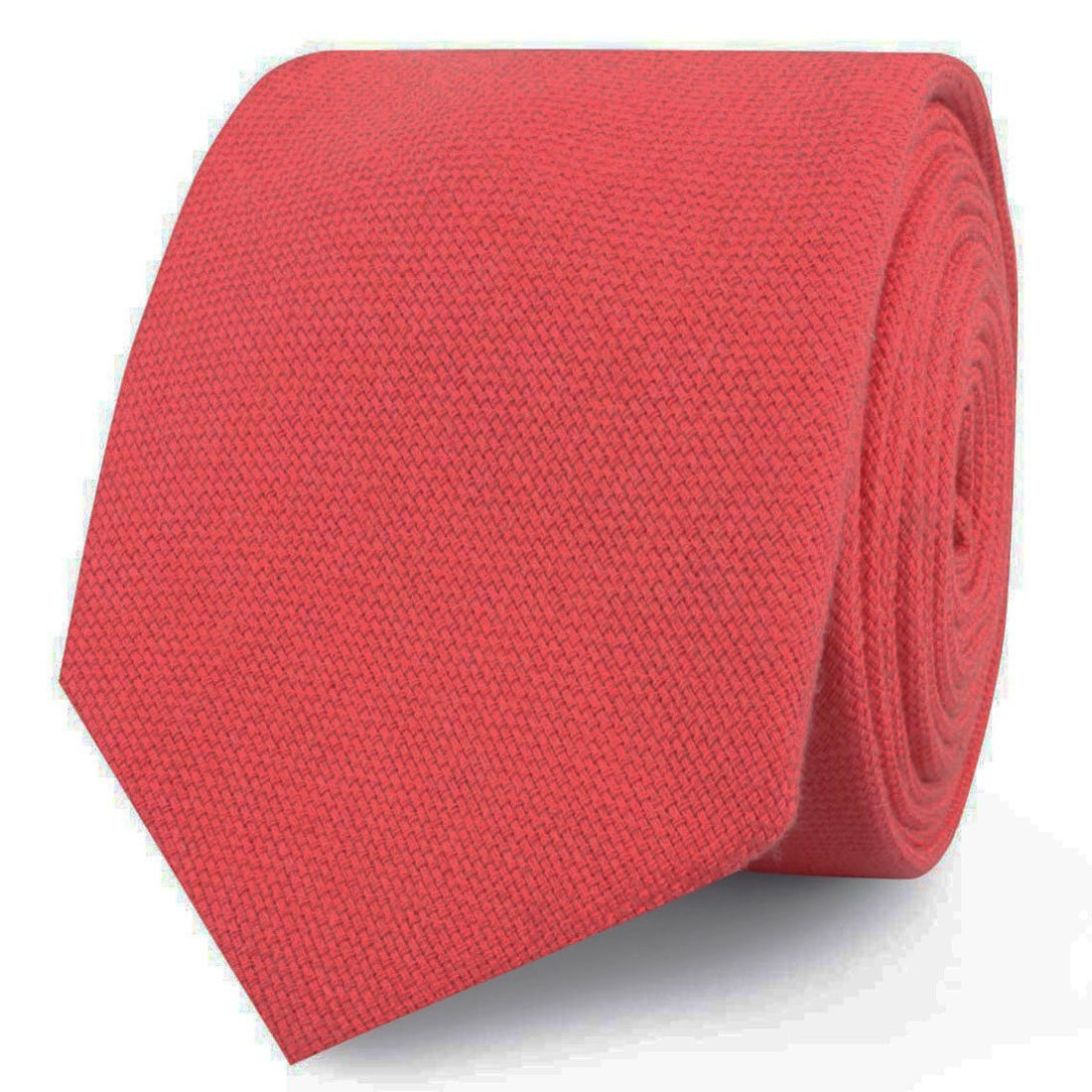 Guava Coral Linen Skinny Ties