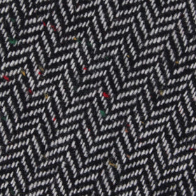 Herringbone Raven Black Wool Pocket Square