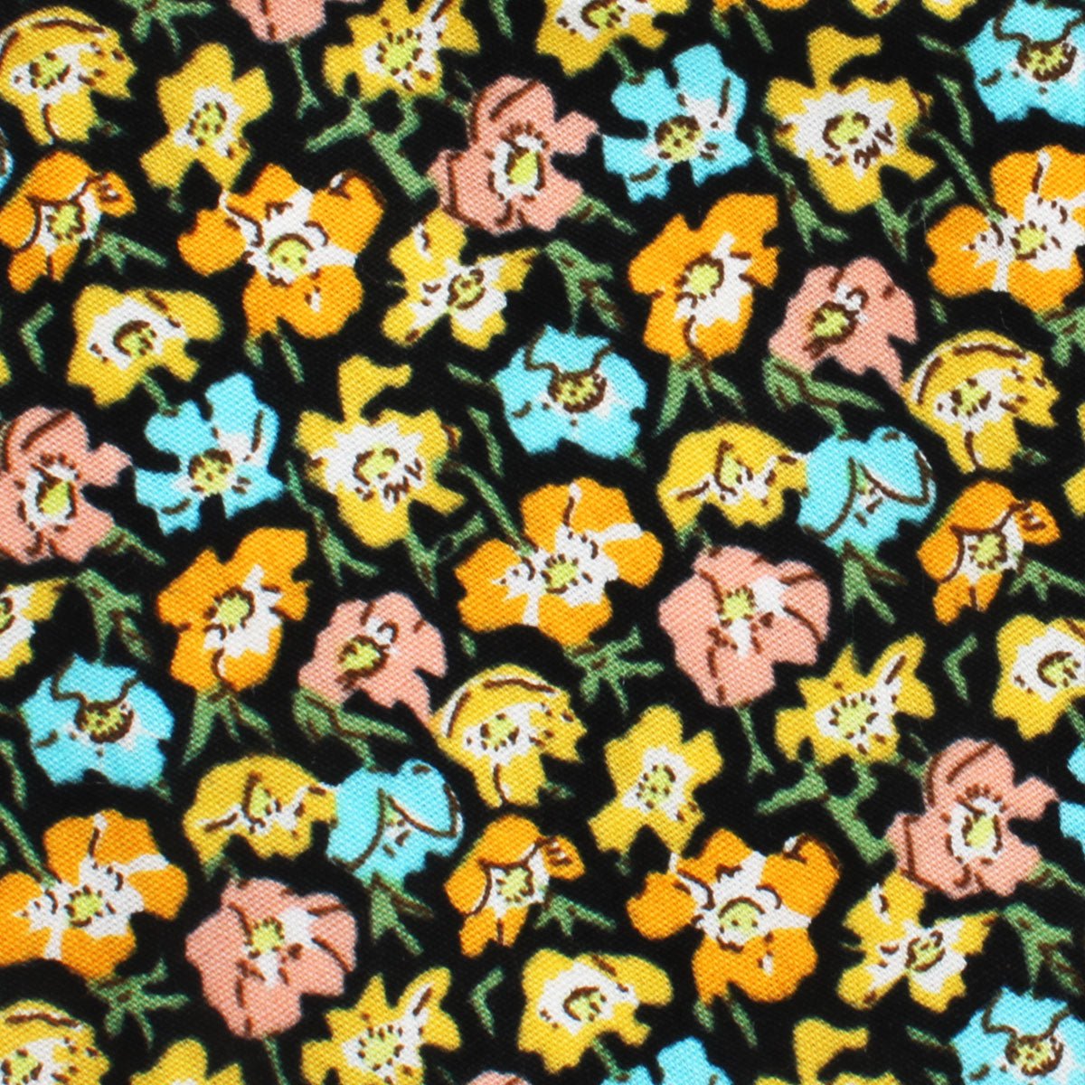 Huelva Yellow Floral Necktie | Flower Tie | Black Pattern Ties for