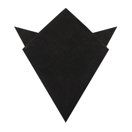 Ink Black Slub Linen Pocket Square