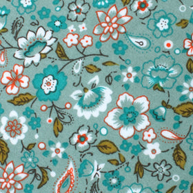 Japanese Sage Green Floral Pocket Square