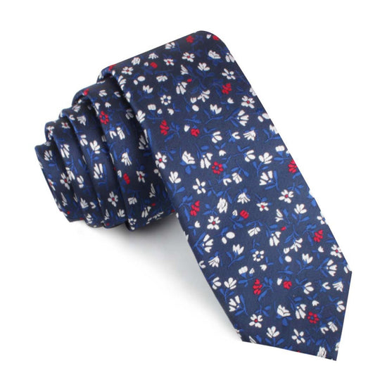 Jardin des Tuileries Navy Floral Skinny Tie
