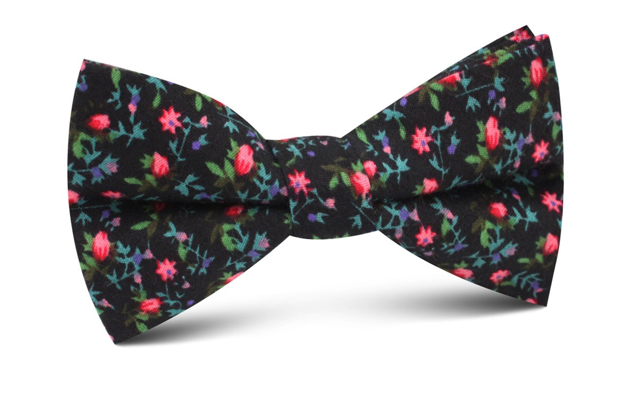 Hender Scheme bowtie flower ○ Kenrokuen Japanese Flower Bow Tie | Black Floral Bowtie Men's Bow