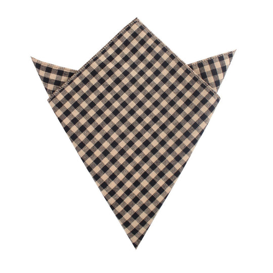 Khaki Black Gingham Blend Pocket Square