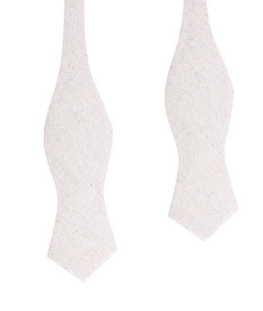 Khaki Twill Stripe Linen Self Tie Diamond Tip Bow Tie