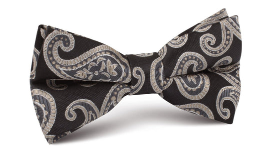 King of Persia Black Paisley Bow Tie