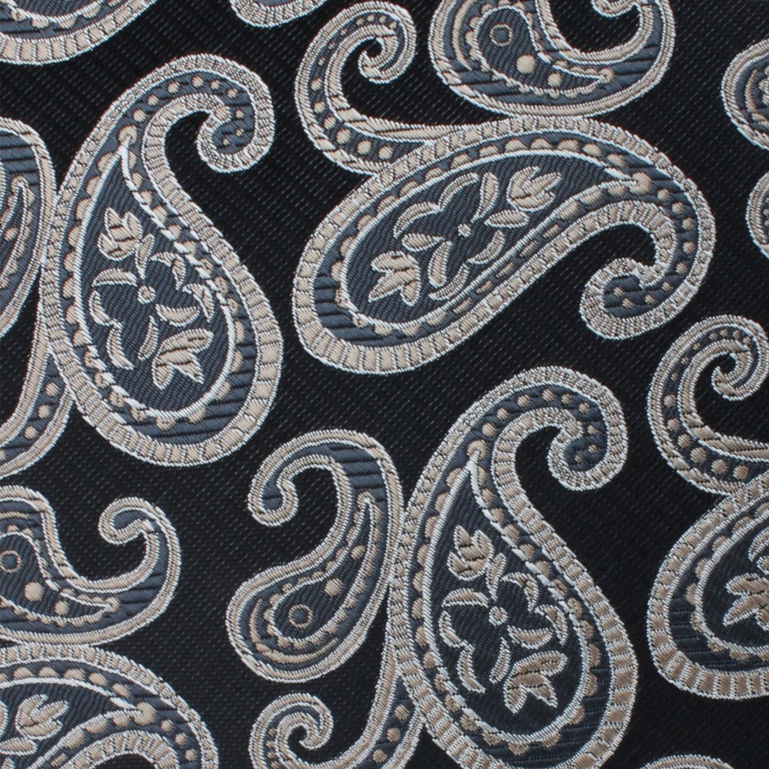 King of Persia Black Paisley Skinny Tie Fabric