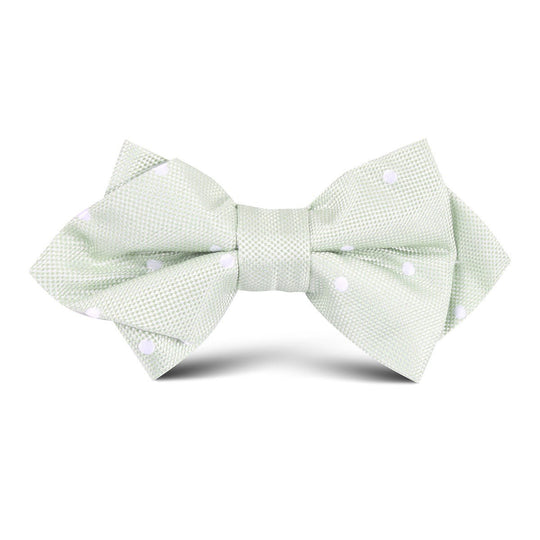Light Pistachio Green Polkadot Kids Diamond Bow Tie