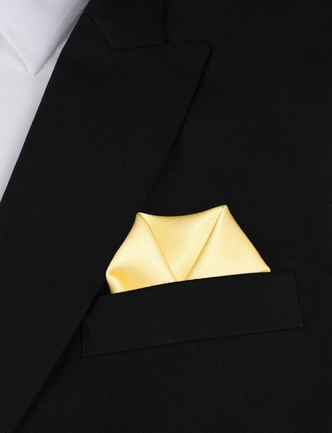 Light Yellow Satin Winged Puff Pocket Square Fold