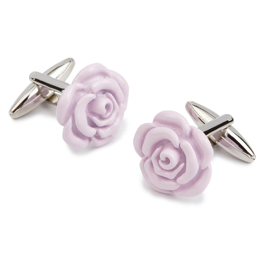 Lilac Purple Rose Metal Cufflinks