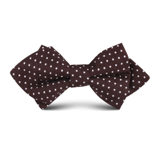 Lungo Brown Polkadot Cotton Kids Diamond Bow Tie