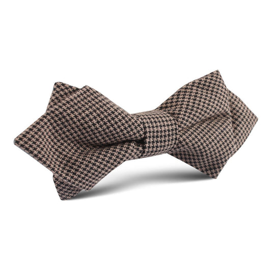 Madrid Brown Houndstooth Diamond Bow Tie