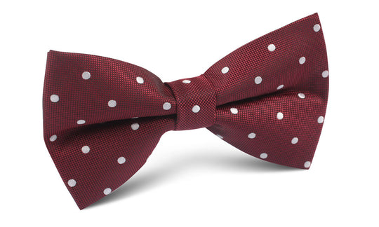 Mahogany Maroon with White Polka Dots Bow Tie