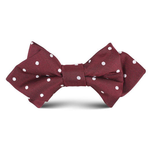 Mahogany Maroon with White Polka Dots Kids Diamond Bow Tie
