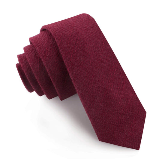 Mahogany Wine Linen Twill Skinny Tie