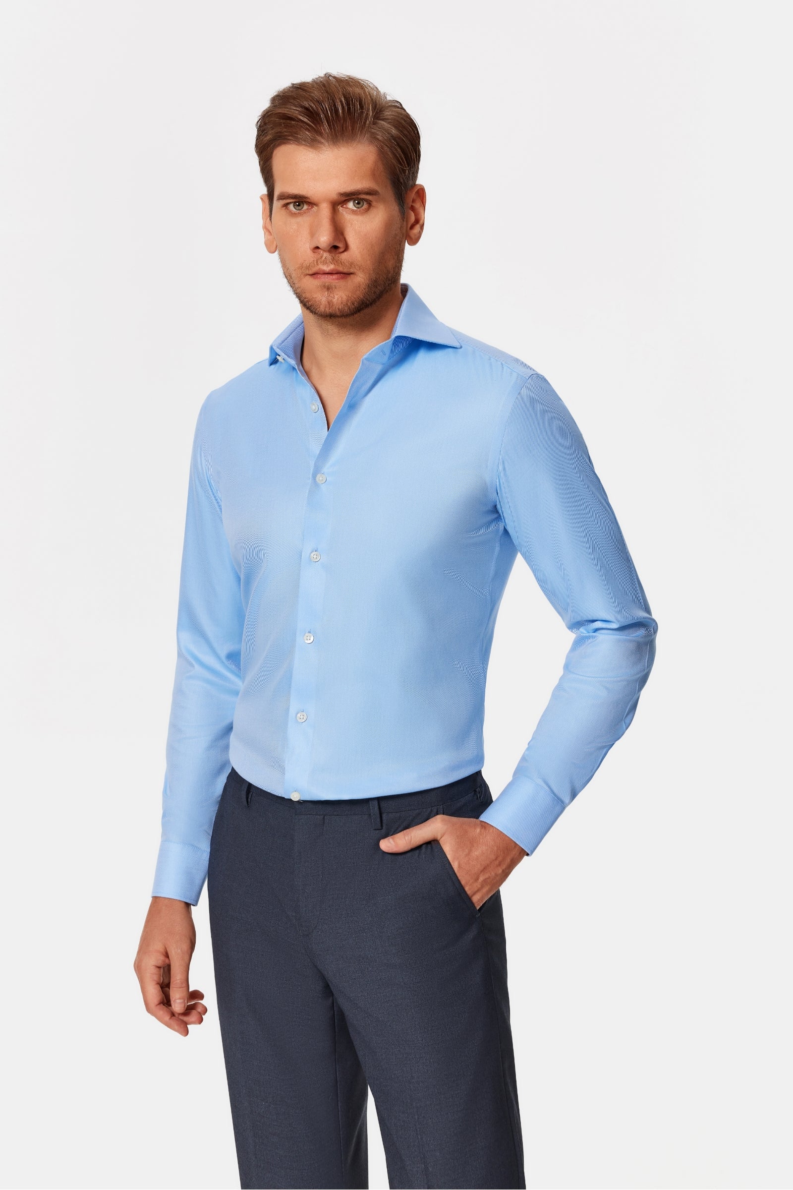 Mannheim Blue Stripe Lucious Non-Iron Shirt | OTAA