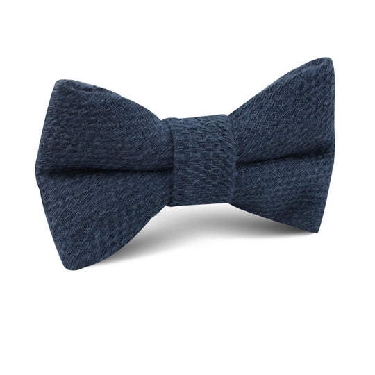 Marine Navy Blue Linen Kids Bow Tie