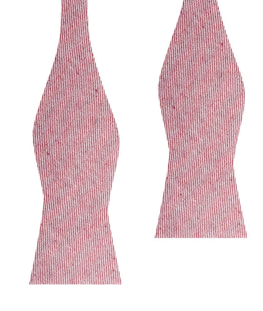 Maroon & White Twill Stripe Linen Self Tie Bow Tie