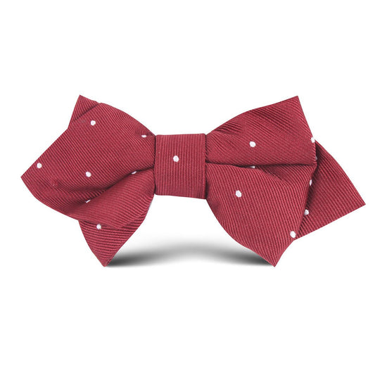 Maroon with White Polka Dots Kids Diamond Bow Tie