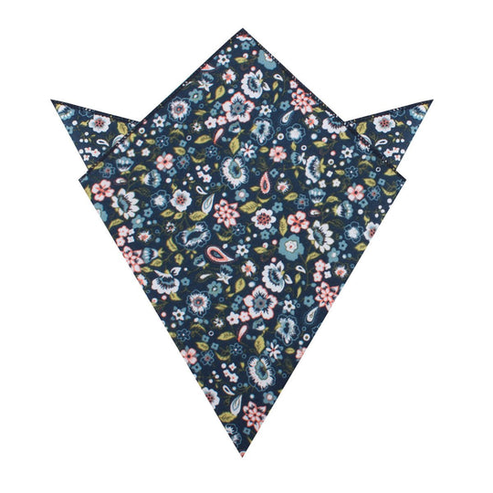 Mediterranean Midnight Blue Floral Pocket Square