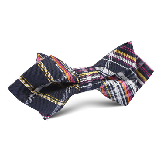 Midnight Blue with Pink Stripes Diamond Bow Tie