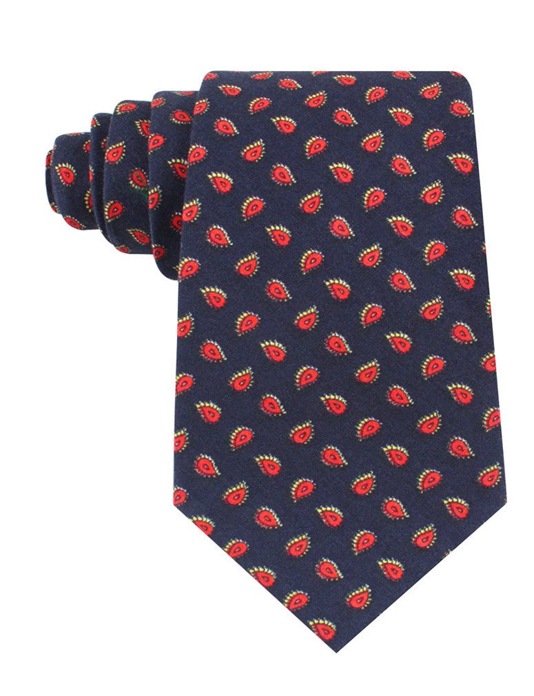 Navy Blue Paisley Tie | Red Pattern Ties | Designer Neckties for Men | OTAA