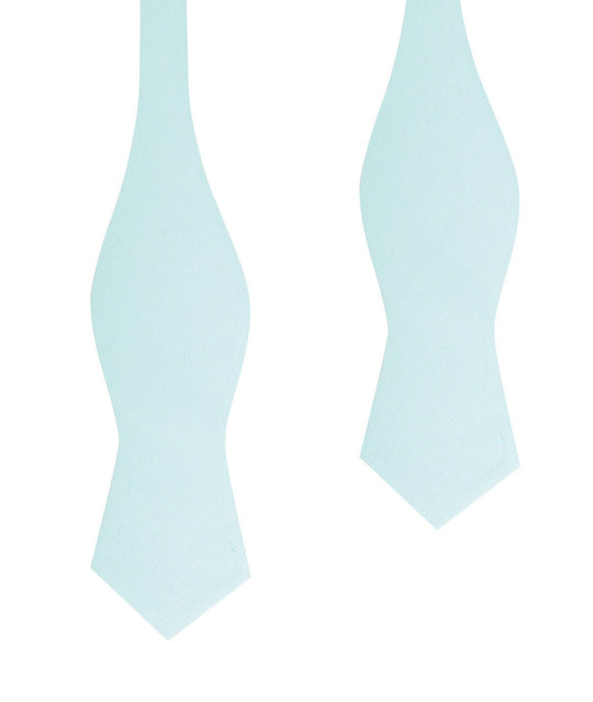 Mint Green Linen Self Tie Diamond Tip Bow Tie