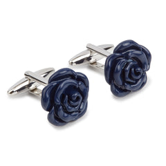 Navy Blue Rose Metal Cufflinks