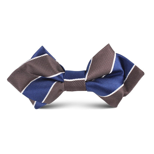 Navy Blue Black White Diagonal Kids Diamond Bow Tie