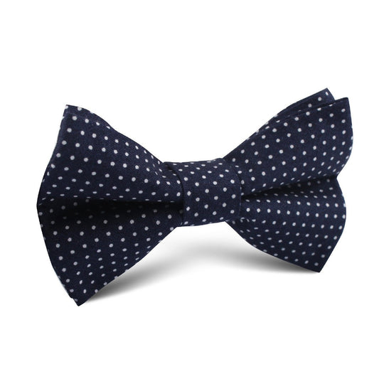 Navy Blue Cotton with White Mini Polka Dots Kids Bow Tie