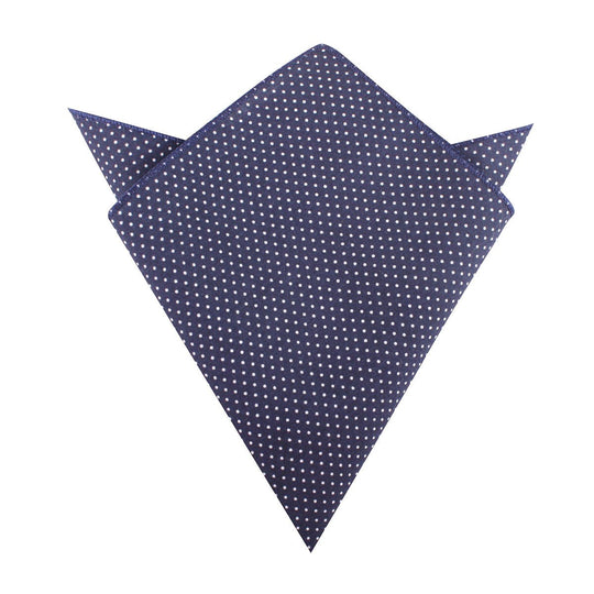 Navy Blue Cotton with White Mini Polka Dots Pocket Square