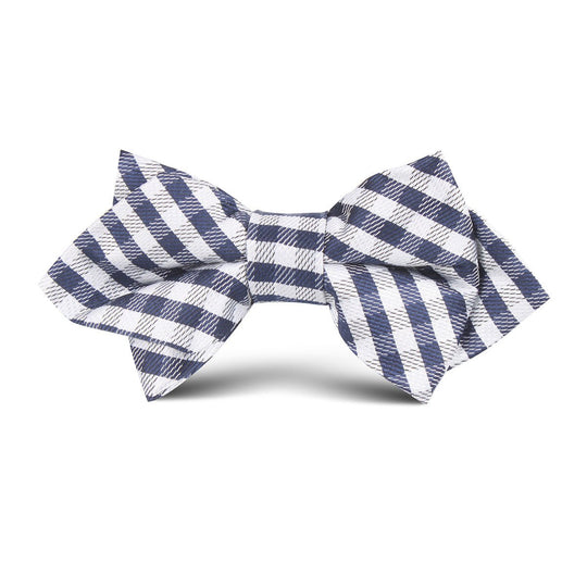 Navy Blue Gingham Kids Diamond Bow Tie