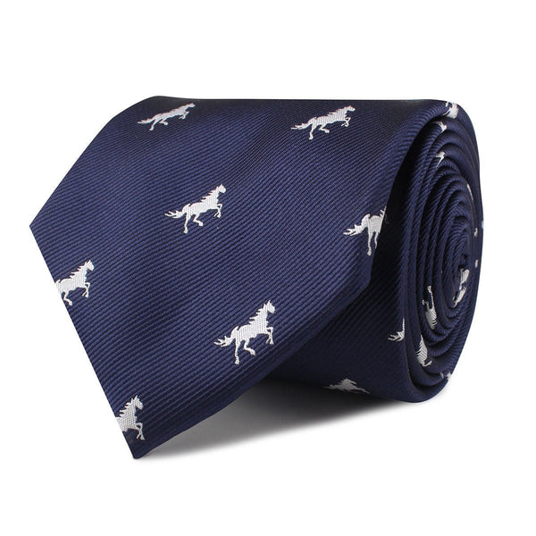 Navy Blue Race Horse Necktie