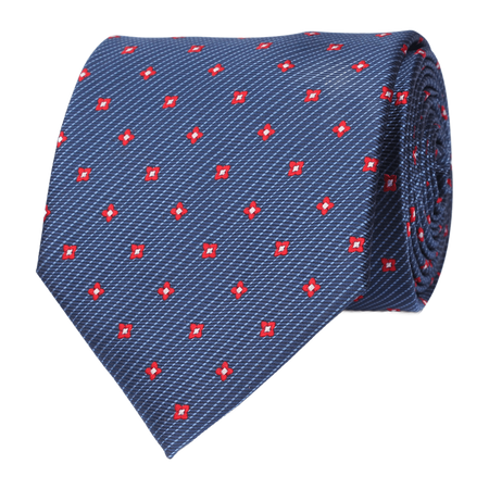 Navy Blue Tie with Red Pattern
