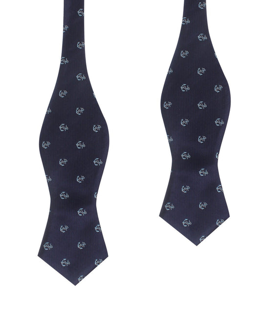 Navy Blue Sail Anchor Self Tie Diamond Tip Bow Tie