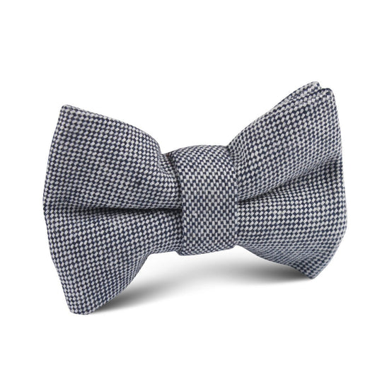 Navy Blue Tweed Linen Stitching Kids Bow Tie