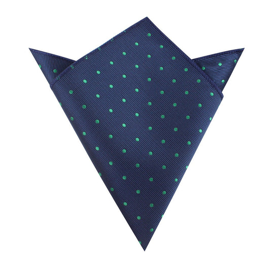 Navy Blue with Green Polka Dots Pocket Square