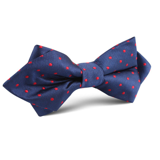 Navy on Red Mini Pin Dots Diamond Bow Tie